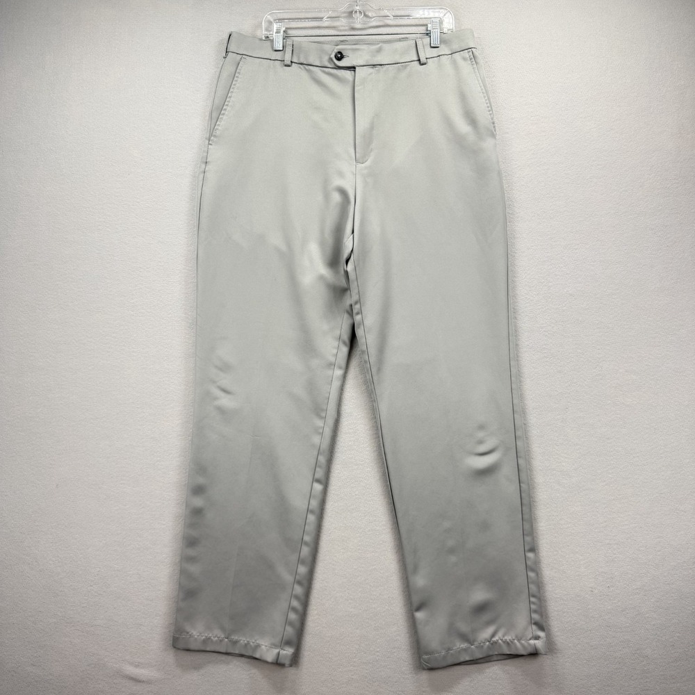 IZOD Golf Pants Mens 36x34 Gray Chino Classic Fit Active Straight Performance